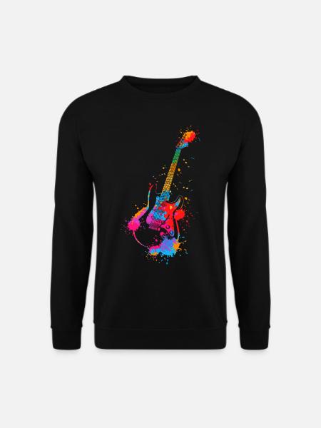 Gitarre Splash Bunt E-Gitarrist Musik Band - Unisex Pullover - Schwarz