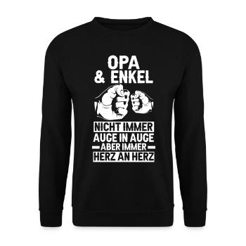 Opa und Enkel - Unisex Pullover - Schwarz - Vorne - Alina (178cm) & Michal (187cm)