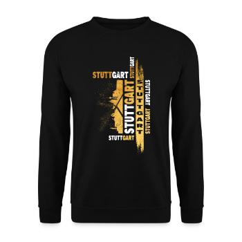 Stuttgart Germany City Skyline Font Gold - Unisex Sweatshirt - black - Front - Alina (178cm) & Michal (187cm)