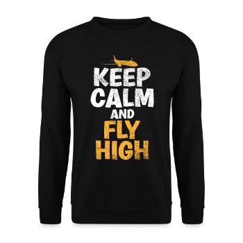 Keep Calm & Fly High Proverbe amusant du - Sweat-shirt Unisexe - noir - Devant - Alina (178cm) & Michal (187cm)