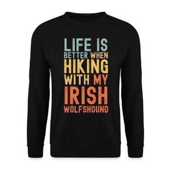 Wolfshound Wanderhund retro - Unisex Pullover - Schwarz - Vorne - Alina (178cm) & Michal (187cm)