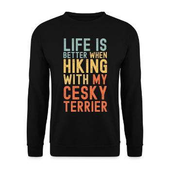 Cesky-Terrier Wanderhund retro - Unisex Pullover - Schwarz - Vorne - Alina (178cm) & Michal (187cm)
