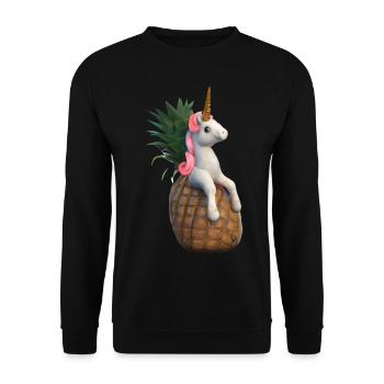 Licorne ananas - Licorne tropicale - Sweat-shirt Unisexe - noir - Devant - Alina (178cm) & Michal (187cm)