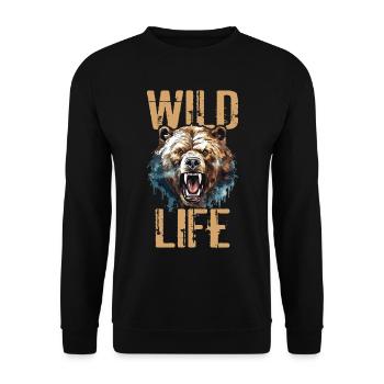 Bear Grizzly Bear Roars Bear Head Nature Wilderness Wild - Unisex Sweatshirt - black - Front - Alina (178cm) & Michal (187cm)