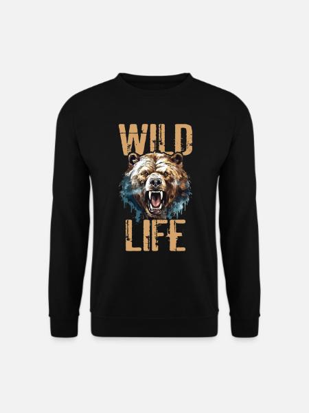 Bär Grizzlybär Brüllt Bärenkopf Natur Wildnis Wild - Unisex Pullover - Schwarz