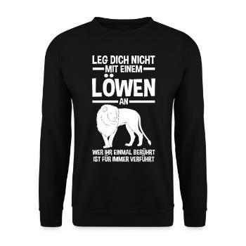 Löwe Löwen - Unisex Pullover - Schwarz - Vorne - Alina (178cm) & Michal (187cm)