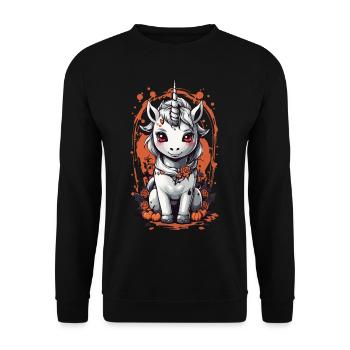 Ghostly Vampire Unicorn - Halloween Design - Unisex Sweatshirt - black - Front - Alina (178cm) & Michal (187cm)