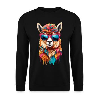 Cool llama with funny sunglasses - Unisex Sweatshirt - black - Front - Alina (178cm) & Michal (187cm)