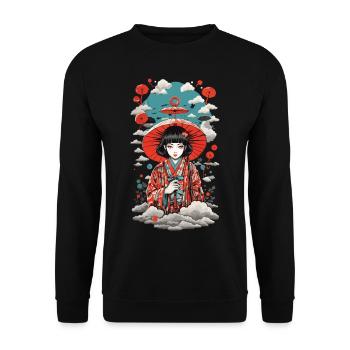 Japon Yokai parapluie Vintage démon Art Style - Sweat-shirt Unisexe - noir - Devant - Alina (178cm) & Michal (187cm)