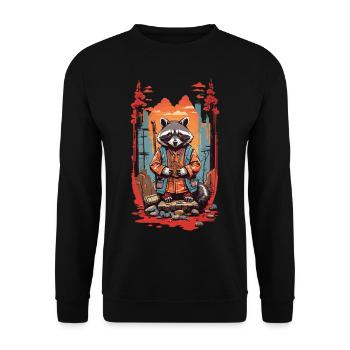 Japanese Raccoon Aesthetic Retro Design - Unisex Sweatshirt - black - Front - Alina (178cm) & Michal (187cm)