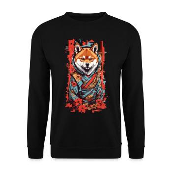 Shiba esthétique rétro Japon chiens Popart Design - Sweat-shirt Unisexe - noir - Devant - Alina (178cm) & Michal (187cm)