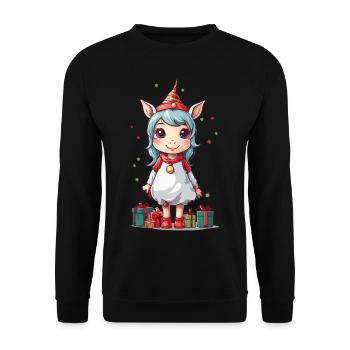 Christmas Pony Spell with Unicorn Elves - Unisex Sweatshirt - black - Front - Alina (178cm) & Michal (187cm)