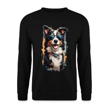 Border Collie Popart Style chien oeuvre - Sweat-shirt Unisexe - noir - Devant - Alina (178cm) & Michal (187cm)