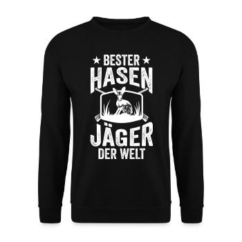 Hasenjäger Hasenjagd Kaninchenjagd Jäger - Unisex Pullover - Schwarz - Vorne - Alina (178cm) & Michal (187cm)