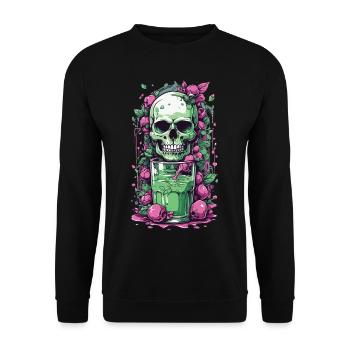 Gothic Skull Weirdcore Illustration Okkult - Unisex Pullover - Schwarz - Vorne - Alina (178cm) & Michal (187cm)