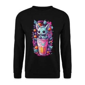 Kawaii Gothic Candy Goth Monster Pastel Design - Unisex Pullover - Schwarz - Vorne - Alina (178cm) & Michal (187cm)