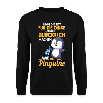 Pinguin - Unisex Pullover - Schwarz - Vorne - Alina (178cm) & Michal (187cm)