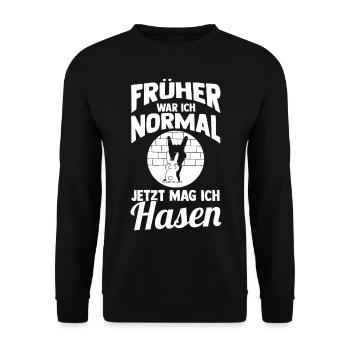 Kaninchen Hase - Unisex Pullover - Schwarz - Vorne - Alina (178cm) & Michal (187cm)