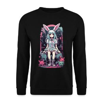Kawaii gothique lapin Anime Pastel Kemonomimi Design - Sweat-shirt Unisexe - noir - Devant - Alina (178cm) & Michal (187cm)