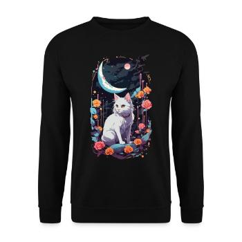 Mystical Night Cats Pastel Gothic Design - Unisex Sweatshirt - black - Front - Alina (178cm) & Michal (187cm)