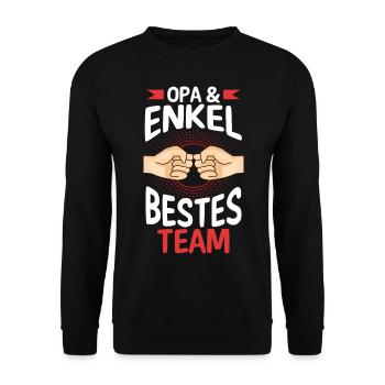 Großvater Opa und Enkel - Unisex Pullover - Schwarz - Vorne - Alina (178cm) & Michal (187cm)