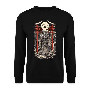 Yokai Démon Vintage Ukiyo-E Manga Style - Sweat-shirt Unisexe - noir - Devant - Alina (178cm) & Michal (187cm)
