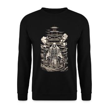 Yokai Monk Spirit Skeleton Ukiyo-E Manga Design - Sweat-shirt Unisexe - noir - Devant - Alina (178cm) & Michal (187cm)