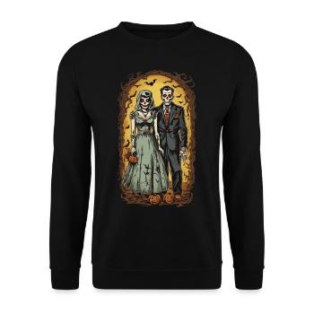 Vintage Halloween Zombie Ghoul Newlyweds - Unisex Sweatshirt - black - Front - Alina (178cm) & Michal (187cm)