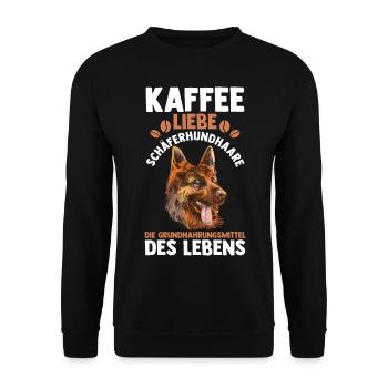 Kaffee Hund Deutscher Schäferhund - Unisex Pullover - Schwarz - Vorne - Alina (178cm) & Michal (187cm)