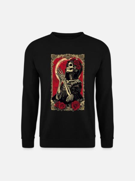 Lady Death Gothic Skelett Rose - Unisex Pullover - Schwarz