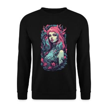 Gothique Pastel Esthétique E-Girl Streetwear - Sweat-shirt Unisexe - noir - Devant - Alina (178cm) & Michal (187cm)