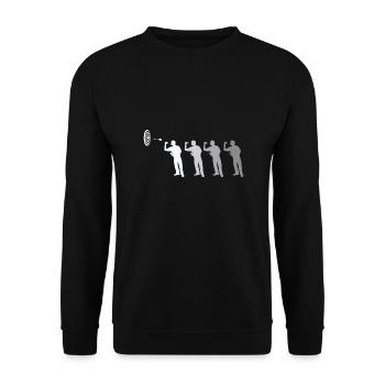 Dart Spieler Retro Darts WM - Unisex Pullover - Schwarz - Vorne - Alina (178cm) & Michal (187cm)