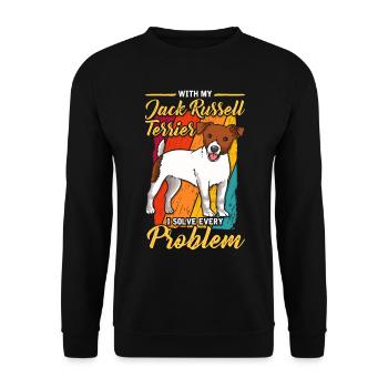 Solve any problem with My Jack Russell Terrier - Unisex Sweatshirt - black - Front - Alina (178cm) & Michal (187cm)