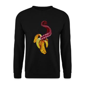 Wirbelnde Mutant-Banane - Unisex Pullover - Schwarz - Vorne - Alina (178cm) & Michal (187cm)