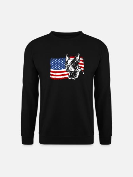 BOSTON TERRIER Amerika Fahne Hunde Hund Wilsigns - Unisex Pullover - Schwarz