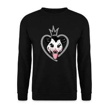Opossum et cœur - Sweat-shirt Unisexe - noir - Devant - Alina (178cm) & Michal (187cm)