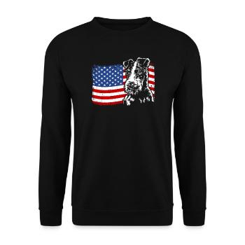 Wire Fox Terrier America Flag Dogs Wilsigns - Unisex Sweatshirt - black - Front - Alina (178cm) & Michal (187cm)