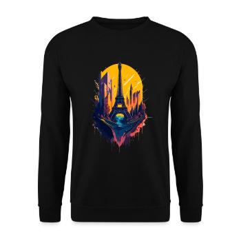 Abstract Tower of Paris - Unisex Sweatshirt - black - Front - Alina (178cm) & Michal (187cm)
