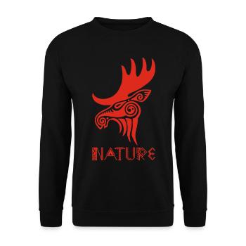 Red Elk Animal Totem - Unisex Sweatshirt - black - Front - Alina (178cm) & Michal (187cm)