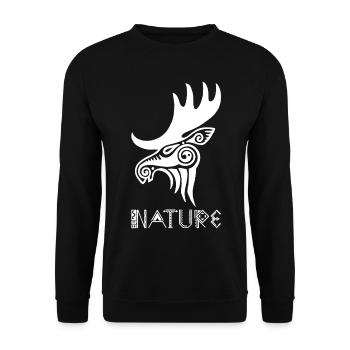 White Elk Animal Totem - Unisex Sweatshirt - black - Front - Alina (178cm) & Michal (187cm)