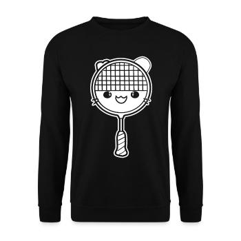 Badmintonschläger Comic Stil - Unisex Pullover - Schwarz - Vorne - Alina (178cm) & Michal (187cm)