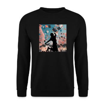 Graduates - finally graduation leap of joy - Unisex Sweatshirt - black - Front - Alina (178cm) & Michal (187cm)