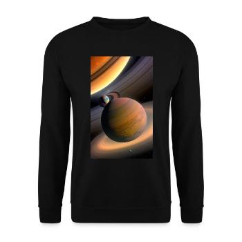 Celestial Ringed Planets Artwork - Unisex Sweatshirt - black - Front - Alina (178cm) & Michal (187cm)