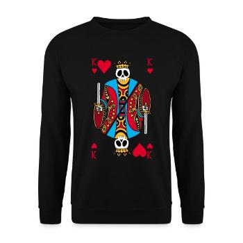 Der König der Herzen ist tot - Unisex Pullover - Schwarz - Vorne - Alina (178cm) & Michal (187cm)