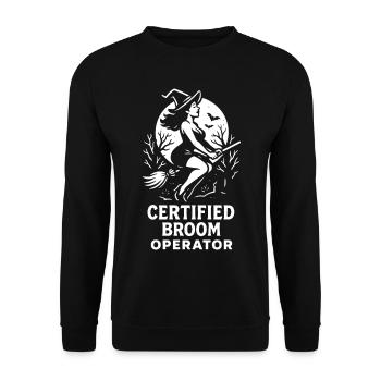 Opérateur de balai certifié Sorcière drôle d’Halloween - Sweat-shirt Unisexe - noir - Devant - Alina (178cm) & Michal (187cm)