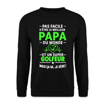 Heart + Golf – Super Dad Golfer - Unisex Sweatshirt - black - Front - Alina (178cm) & Michal (187cm)