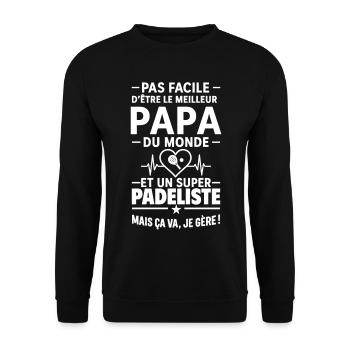 Herz + Padel – Super Dad Padel Spieler - Unisex Pullover - Schwarz - Vorne - Alina (178cm) & Michal (187cm)