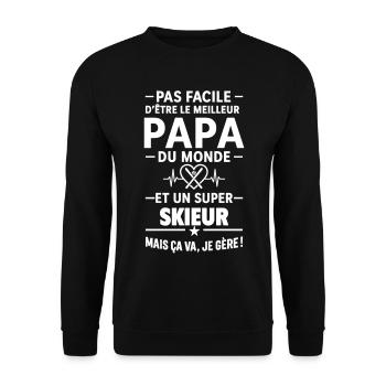 Heart + Ski – Super Dad Skier - Unisex Sweatshirt - black - Front - Alina (178cm) & Michal (187cm)