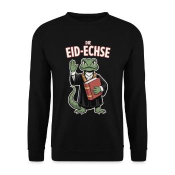 Oath Lizard Funny Reptile Justice Motif - Unisex Sweatshirt - black - Front - Alina (178cm) & Michal (187cm)