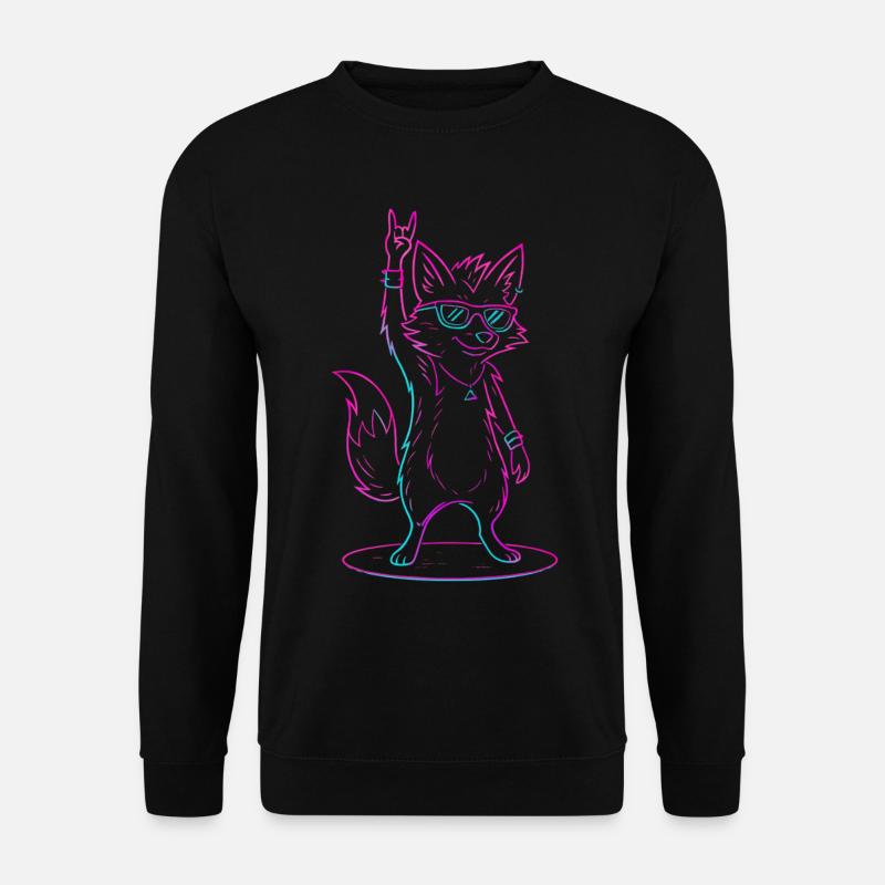 Rockender Fuchs Mit Sonnenbrille Cool - Unisex Pullover - Schwarz